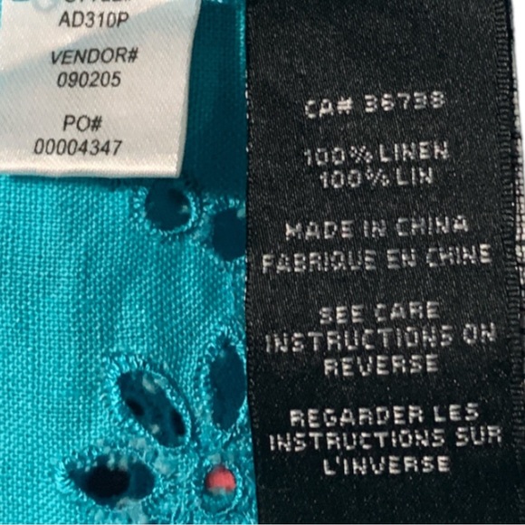 ATTITUDE Gorgeous Blue Green Eyelid 3/4 Sleeves Blouse Size L - Picture 13 of 13